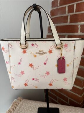 Coach CF379 Shooting Star Print Mini Satchel Crossbody Chalk Multi